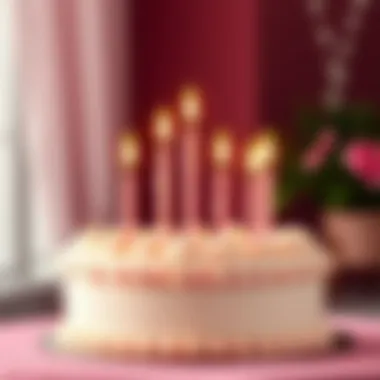 Soft glowing candles arranged elegantly on a birthday cake