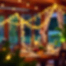 Enchanting string lights draped over a festive table setting