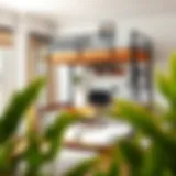 A stylish loft bed with a modern workspace underneath, perfect for maximizing small living areas.