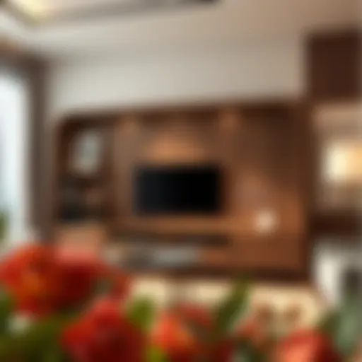 Elegant furniture piece concealing a television in a modern living room