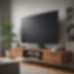 Sleek modern TV stand with integrated shelves