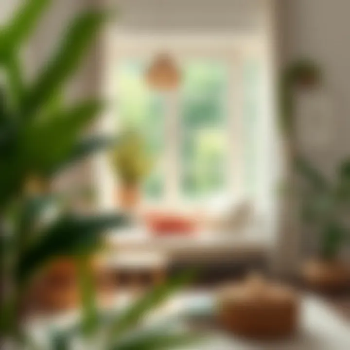 Cozy reading nook with greenery and natural light