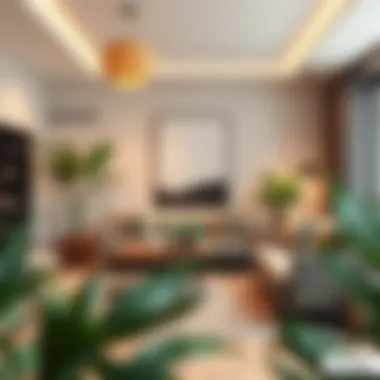 Modern living room with nature-inspired decor