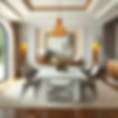 Luxurious dining area featuring a marble table with elegant decor