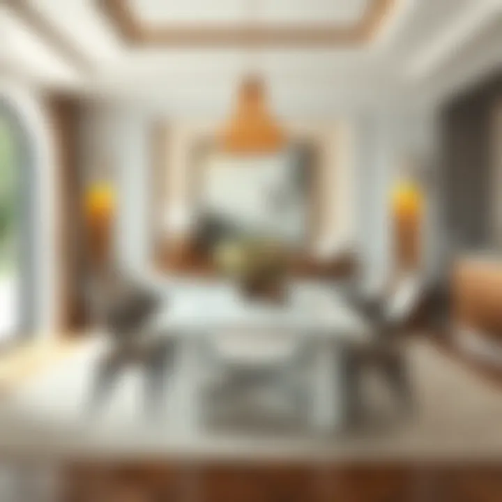 Luxurious dining area featuring a marble table with elegant decor