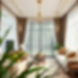 Elegant living room adorned with net sheer curtains