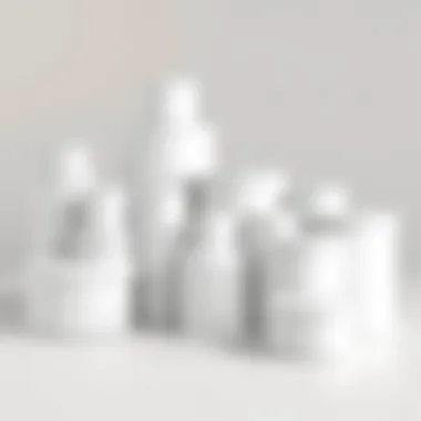 Variety of opaque storage containers arranged in a minimalist setting