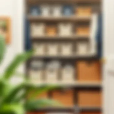 Elegant closet organization with labeled bins and baskets