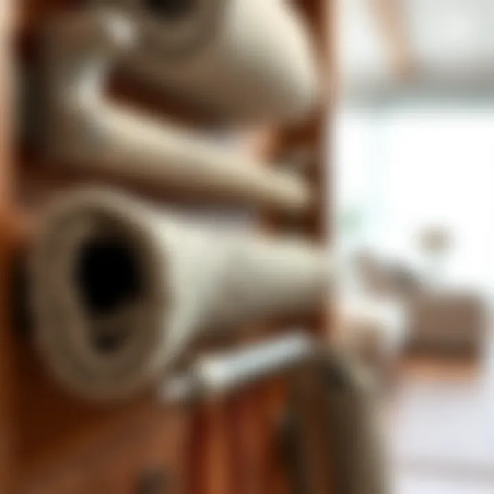 Close-up of stylish materials used in door hanging storage solutions