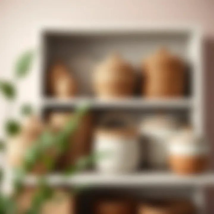 Elegant arrangement of baskets on a shelf