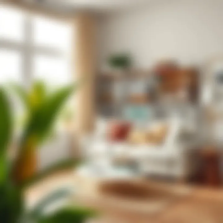 Organized living space featuring opaque storage containers