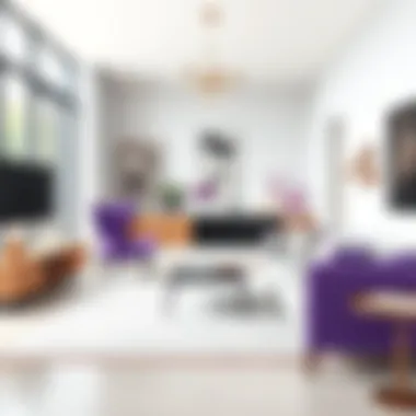 Purple high heel shoe chair as a statement piece in a modern interior