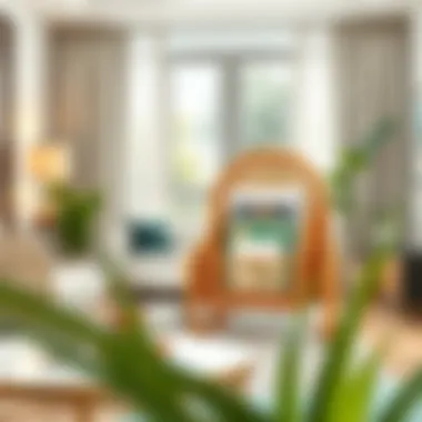 Creative rattan mail holder in a stylish living room