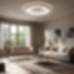 Elegant round LED ceiling light fixture enhancing the ambiance of a modern living room