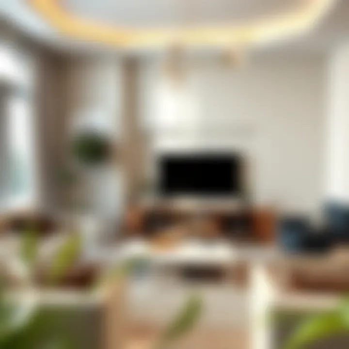 Contemporary entertainment center blending with living room decor