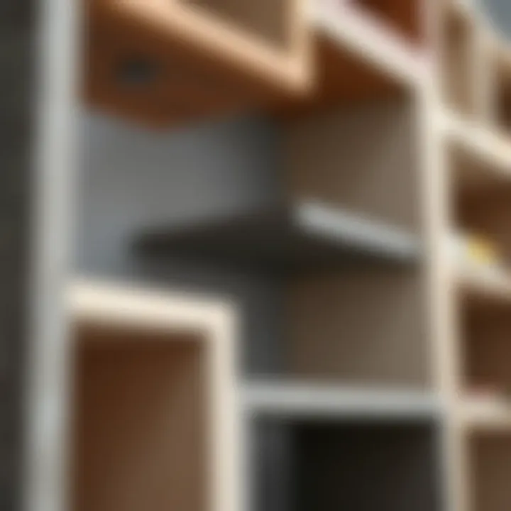 Close-up on materials used for stackable cubby shelves