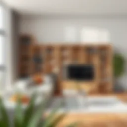 Stylish stackable cubby shelves in a modern living room setting