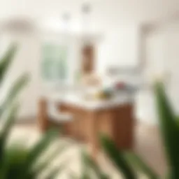 Elegant stationary kitchen island with modern seating