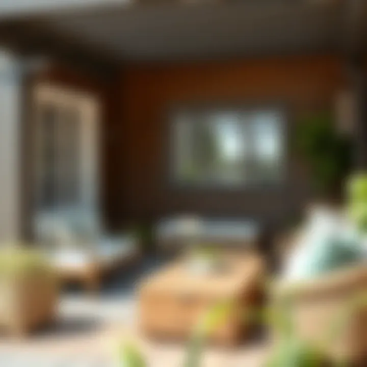 Stylishly designed outdoor space featuring a storage box