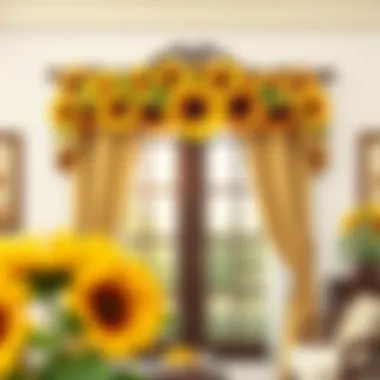 Sunflower Valance Elegance Elegant sunflower valance draped over a window, enhancing the room's decor.
