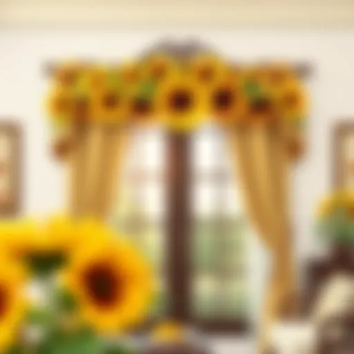 Sunflower Valance Elegance Elegant sunflower valance draped over a window, enhancing the room's decor.