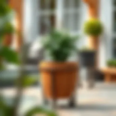 Eco-Friendly Materials for Pot Stands Sustainable materials used in outdoor pot stands, emphasizing eco-friendly gardening.