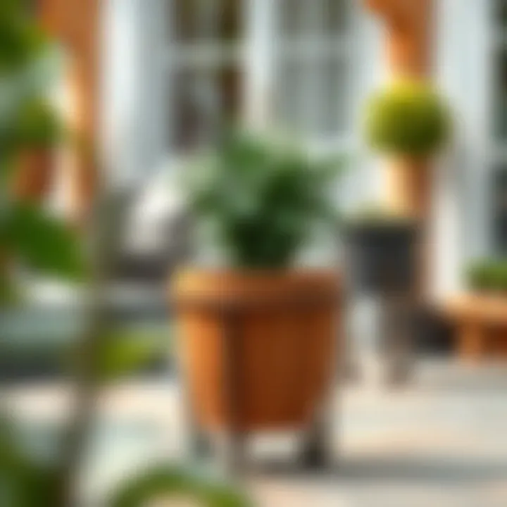 Eco-Friendly Materials for Pot Stands Sustainable materials used in outdoor pot stands, emphasizing eco-friendly gardening.