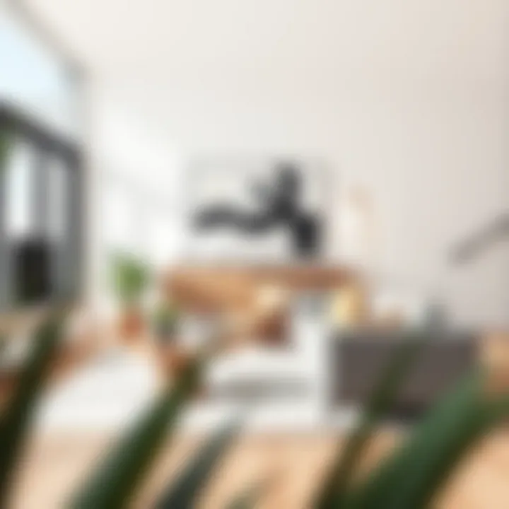 A minimalist living room featuring a slim chair harmoniously integrated into decor