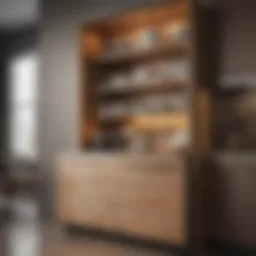 Elegant modern kitchen cabinet with dishware neatly arranged