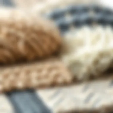 Close-up of various materials used in small dog rugs