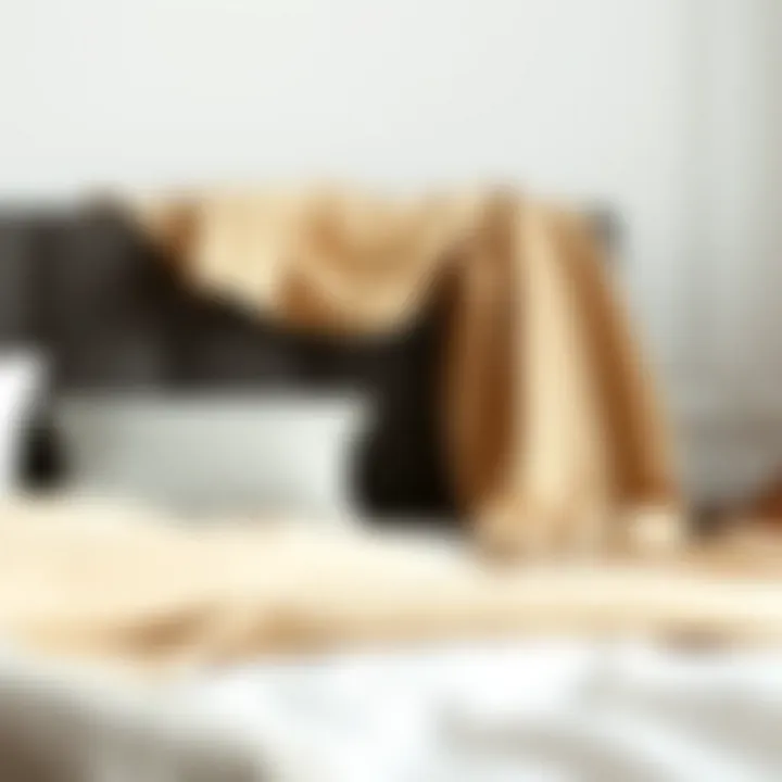 Elegant beige bed throw draped across a beautifully made bed