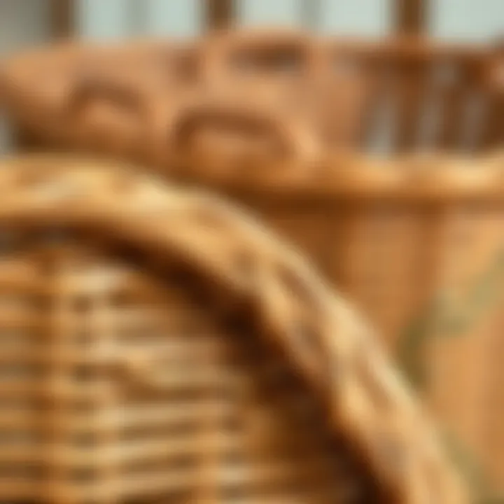 Artisanal craftsmanship of a long wicker basket close-up