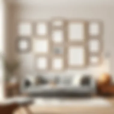Stylish Wall Arrangement Elegant arrangement of square picture frames on a modern wall