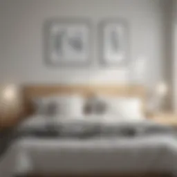 A minimalist unpainted headboard in a bright bedroom