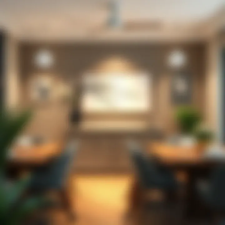 Stylish wall mounted buffet table in a cozy dining setting