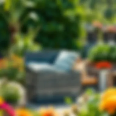 Trendy outdoor storage box in a picturesque garden setting