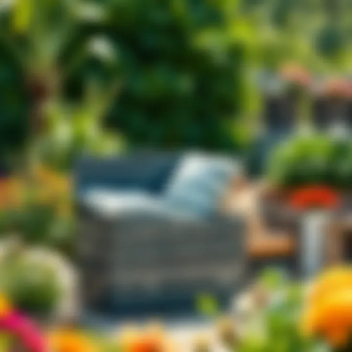 Trendy outdoor storage box in a picturesque garden setting