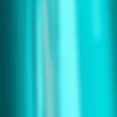Close-up of the fabric texture of turquoise blue sheer curtains.