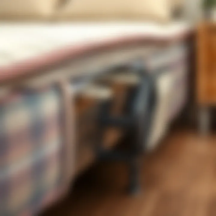 Close-up of a foldable box spring mechanism